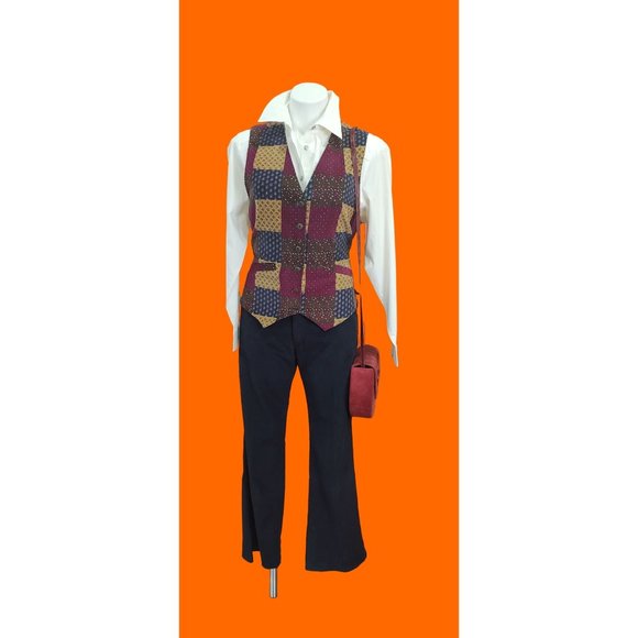 1980's-90's Gina Peters Sport Patchwork Paisley Vest - Picture 11 of 14